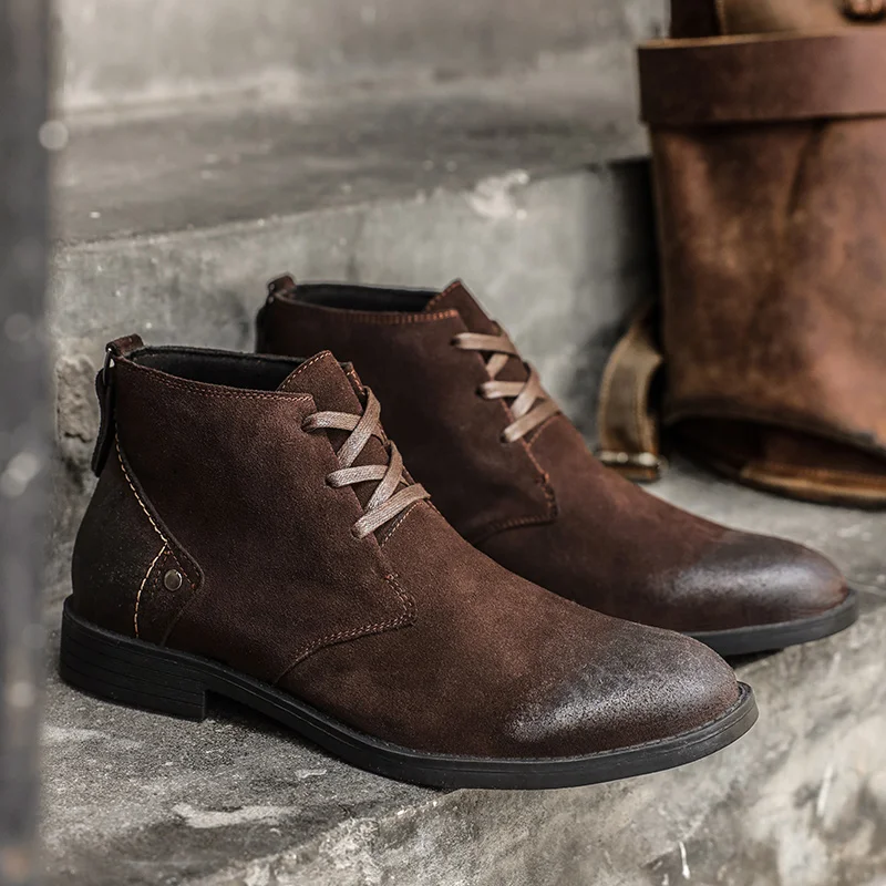Leatherwork Boots - جديد البقرة المدبوغ حذاء من الجلد