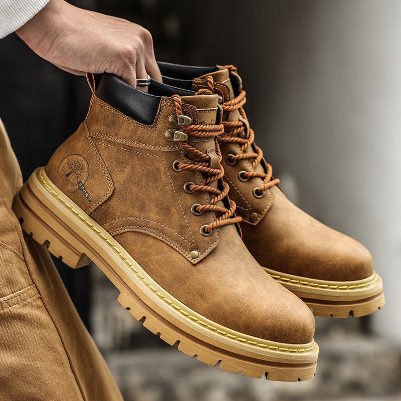Leatherwork Boots - أزياء الرجال أحذية الربيع منصة مريحة
