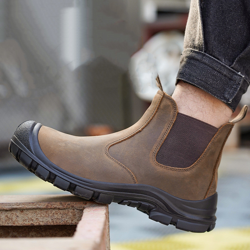 Leatherwork Boots - أغطية أصابع القدم الفولاذية للرجال مقاس