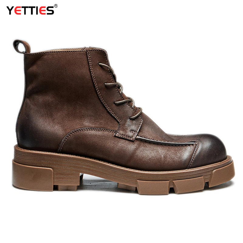 Leatherwork Boots - الرجال النمط البريطاني أحذية قتالية جلد