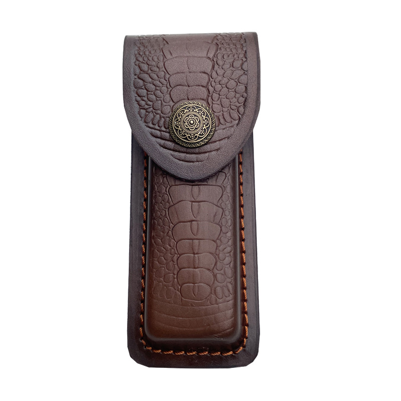 Leatherwork Awl - غطاء سكين جيب منقوش من جلد