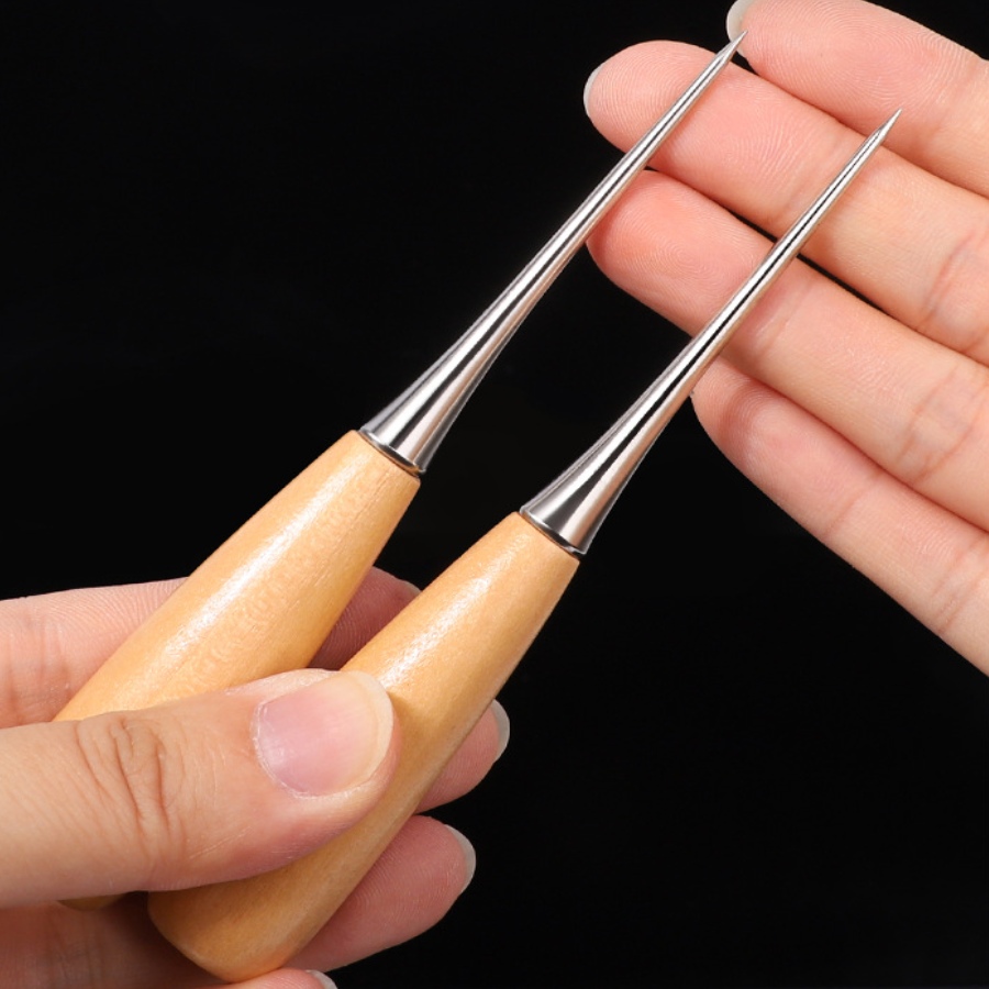 Leatherwork Awl - قطعتان من أداة خياطة يدوية للجلد،