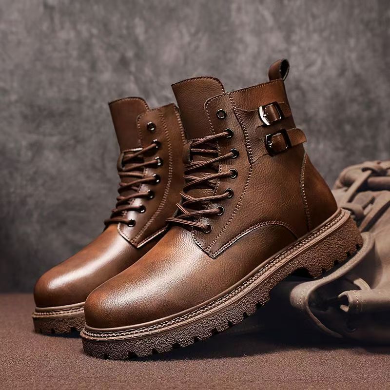 الرجال الخريف الشتاء حجم كبير  - مراجعة Leatherwork Boots وسعره